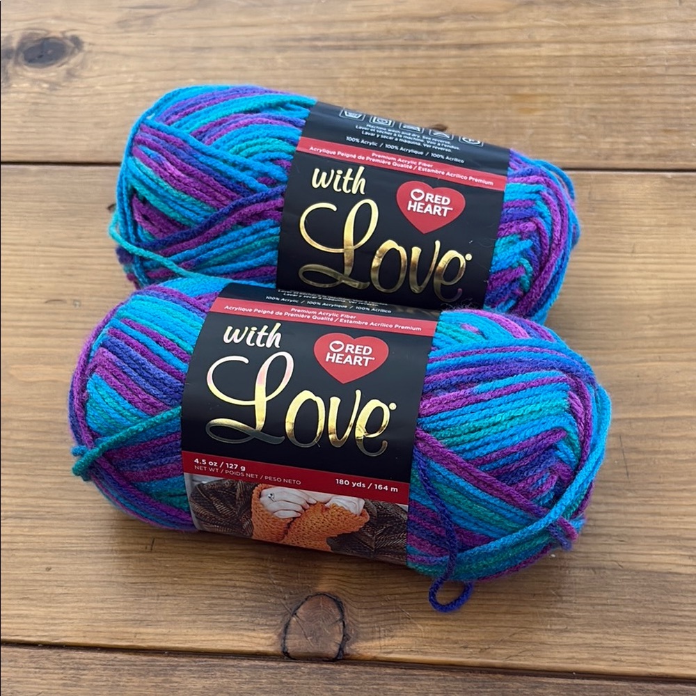 With Love Yarn Turquoise Blue and Purple Accents
